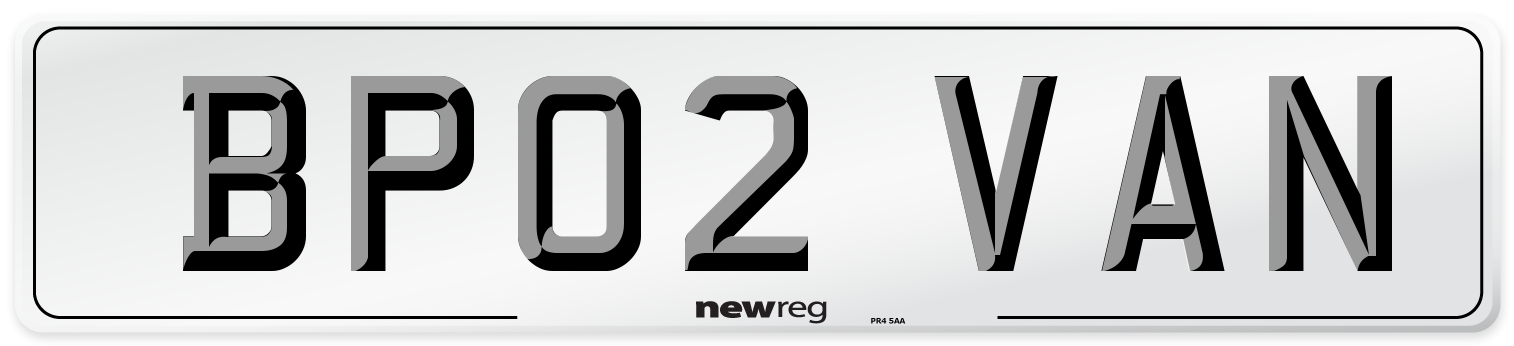 BP02 VAN Number Plate from New Reg